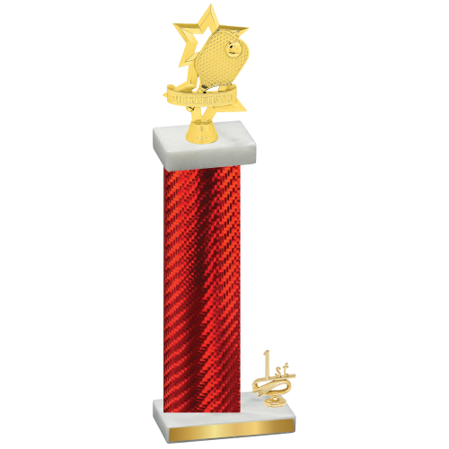 Accented Single Red Carbon Fiber First Place Pickleball Trophy