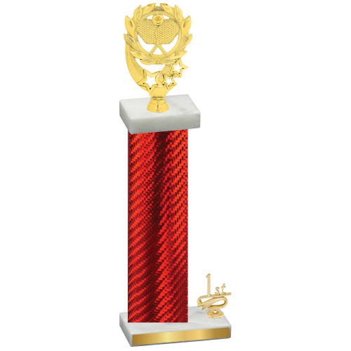 Accented Single Red Carbon Fiber First Place Pickleball Trophy