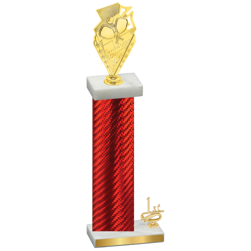 Accented Single Red Carbon Fiber First Place Pickleball Trophy