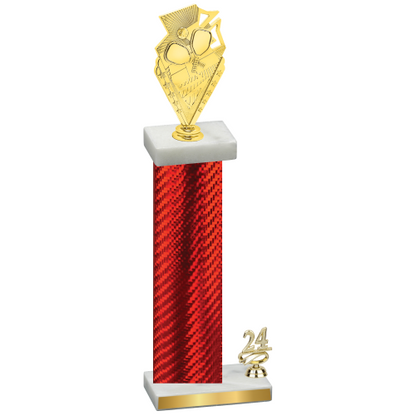 Accented Single Red Carbon Fiber Year Pickleball Trophy