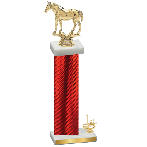 Accented Single Red Carbon Fiber First Place Horses Trophy