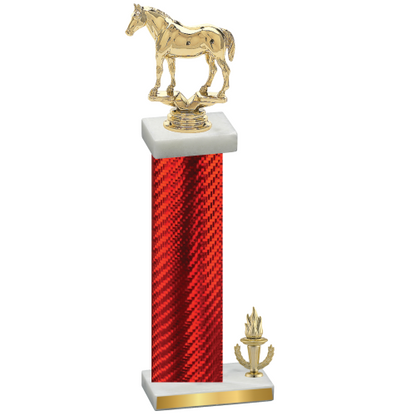 Accented Single Red Carbon Fiber Victory Horses Trophy