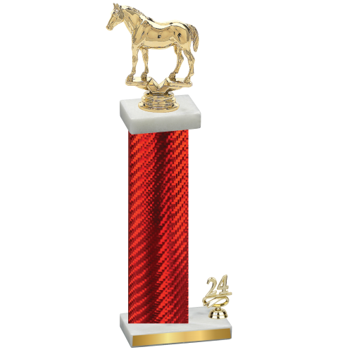 Accented Single Red Carbon Fiber Year Horses Trophy