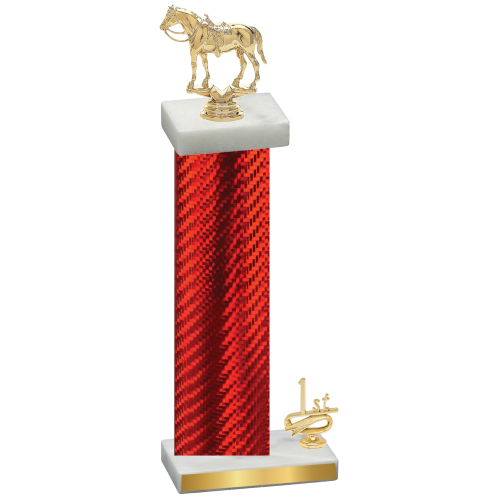 Accented Single Red Carbon Fiber First Place Horses Trophy