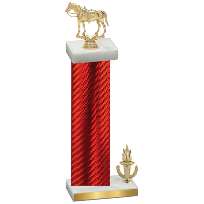 Accented Single Red Carbon Fiber Victory Horses Trophy