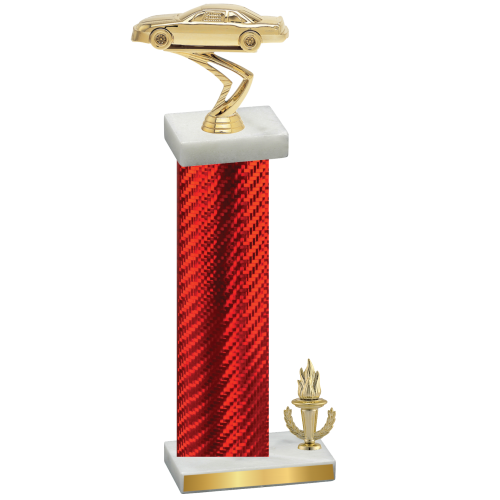 Accented Single Red Carbon Fiber Victory Cars Trophy