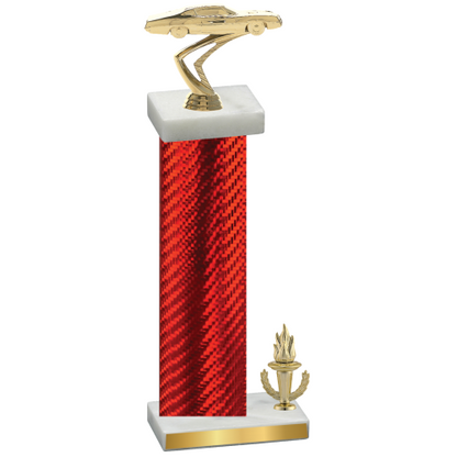 Accented Single Red Carbon Fiber Victory Cars Trophy