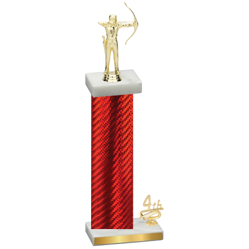Accented Single Red Carbon Fiber Fourth Place Archery Trophy