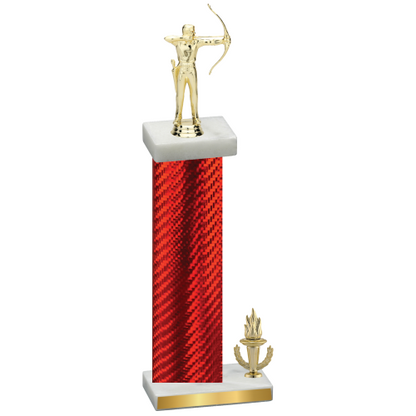 Accented Single Red Carbon Fiber Victory Archery Trophy