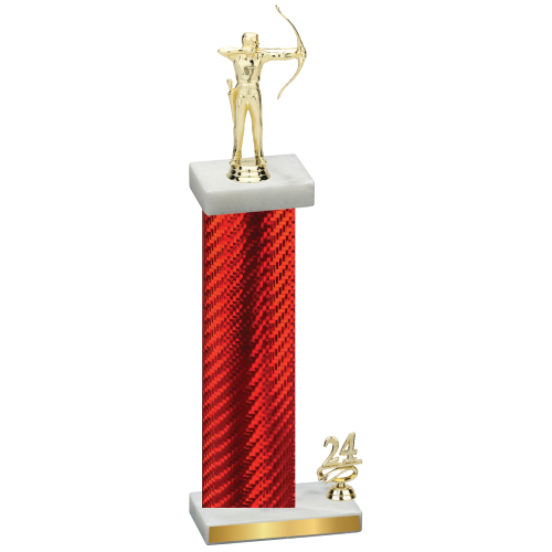 Accented Single Red Carbon Fiber Year Archery Trophy