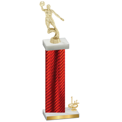 Accented Single Red Carbon Fiber First Place Basketball Trophy