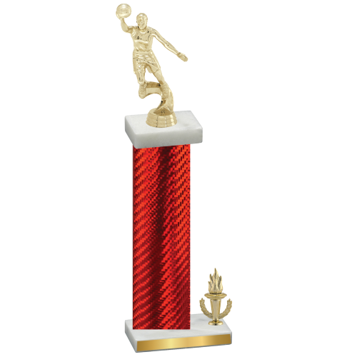 Accented Single Red Carbon Fiber Victory Basketball Trophy