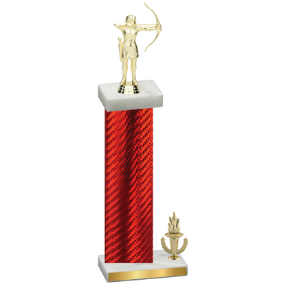 Accented Single Red Carbon Fiber Victory Archery Trophy