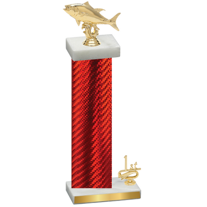 Accented Single Red Carbon Fiber First Place Fishing Trophy