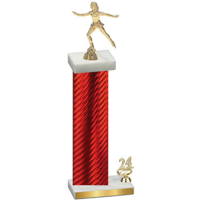 Accented Single Red Carbon Fiber Year Skater Trophy