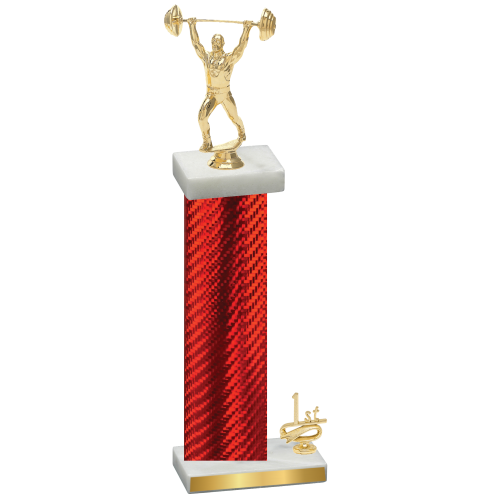 Accented Single Red Carbon Fiber First Place Weights Trophy