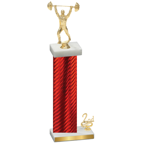 Accented Single Red Carbon Fiber Second Place Weights Trophy