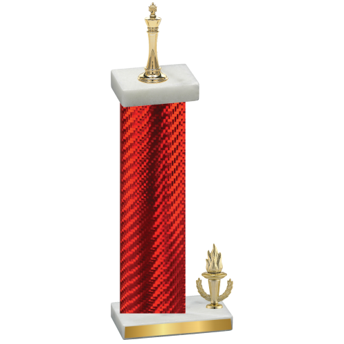 Accented Single Red Carbon Fiber Victory Chess Trophy