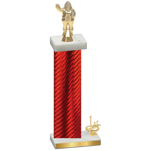 Accented Single Red Carbon Fiber First Place Holiday Trophy