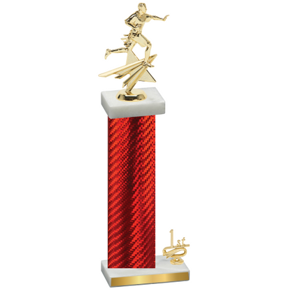 Accented Single Red Carbon Fiber First Place Flag Football Trophy