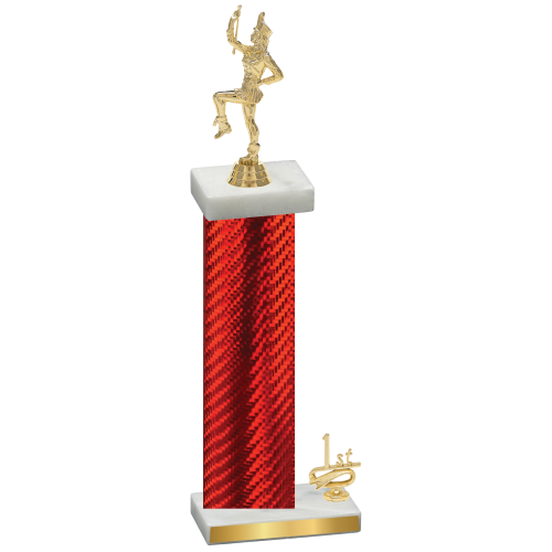 Accented Single Red Carbon Fiber First Place Majorette Trophy