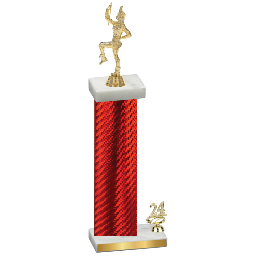 Accented Single Red Carbon Fiber Year Majorette Trophy