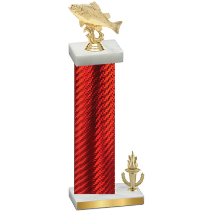 Accented Single Red Carbon Fiber Victory Fishing Trophy