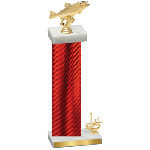 Accented Single Red Carbon Fiber First Place Fishing Trophy