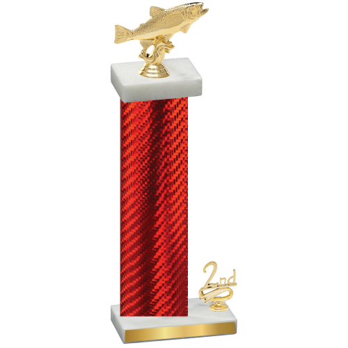 Accented Single Red Carbon Fiber Second Place Fishing Trophy