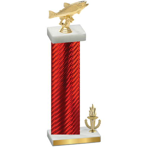 Accented Single Red Carbon Fiber Victory Fishing Trophy