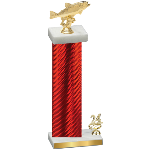 Accented Single Red Carbon Fiber Year Fishing Trophy