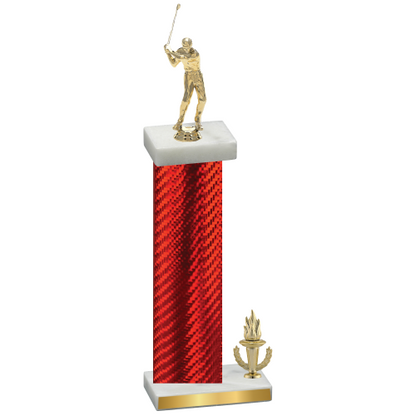 Accented Single Red Carbon Fiber Victory Golf Trophy