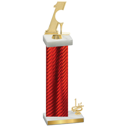 Accented Single Red Carbon Fiber First Place Golf Trophy