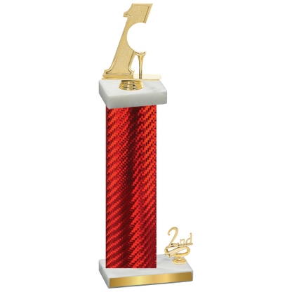 Accented Single Red Carbon Fiber Second Place Golf Trophy