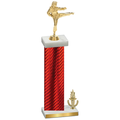 Accented Single Red Carbon Fiber Victory Karate Trophy