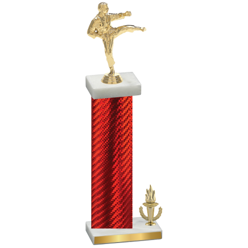 Accented Single Red Carbon Fiber Victory Karate Trophy