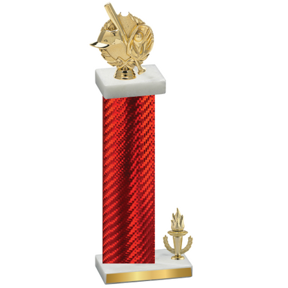 Accented Single Red Carbon Fiber Victory Baseball Trophy