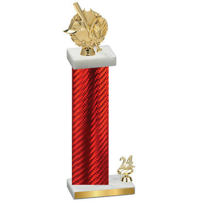 Accented Single Red Carbon Fiber Year Baseball Trophy