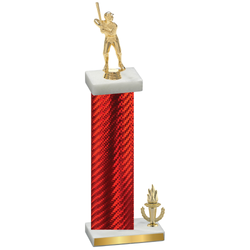 Accented Single Red Carbon Fiber Victory Baseball Trophy