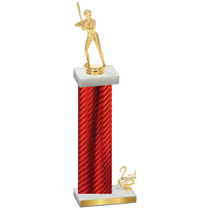 Accented Single Red Carbon Fiber Second Place Softball Trophy