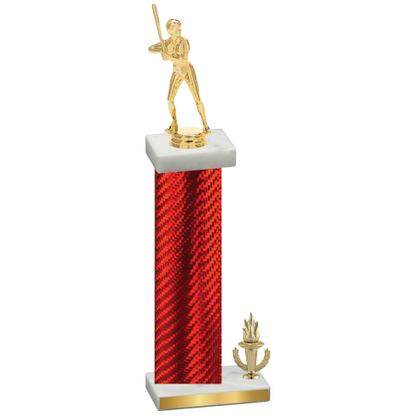 Accented Single Red Carbon Fiber Victory Softball Trophy