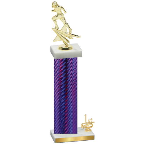 Accented Single Purple Carbon Fiber First Place Football Trophy