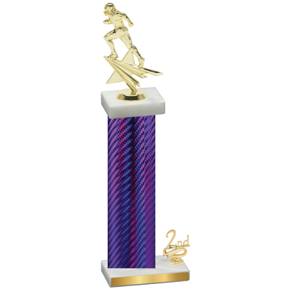 Accented Single Purple Carbon Fiber Second Place Football Trophy