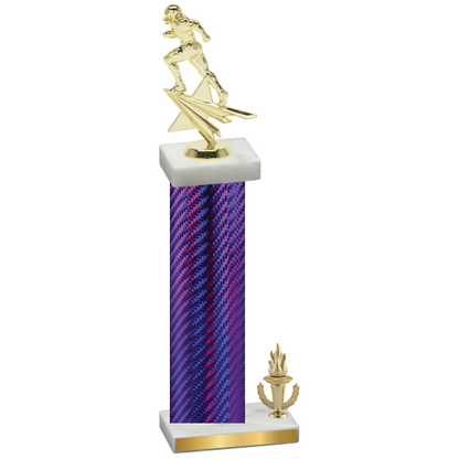 Accented Single Purple Carbon Fiber Victory Football Trophy