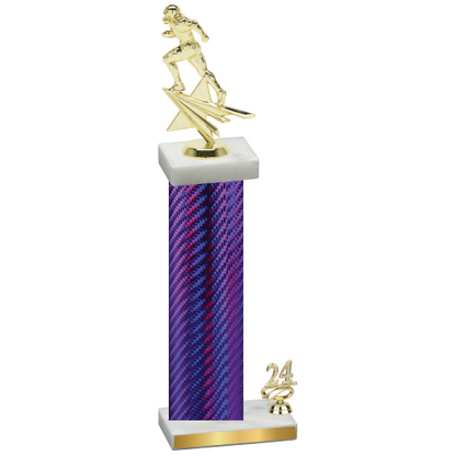 Accented Single Purple Carbon Fiber Year Football Trophy