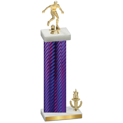 Accented Single Purple Carbon Fiber Victory Soccer Trophy