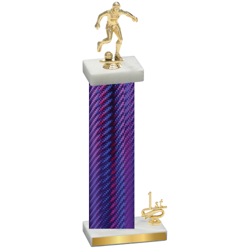 Accented Single Purple Carbon Fiber First Place Soccer Trophy