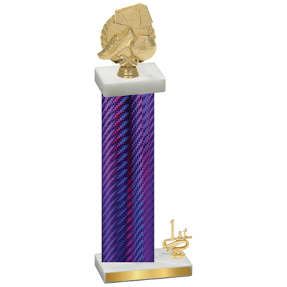 Accented Single Purple Carbon Fiber First Place Soccer Trophy