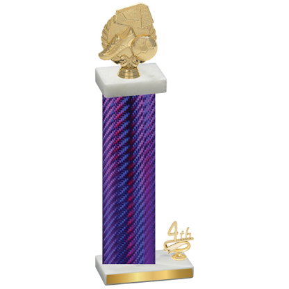 Accented Single Purple Carbon Fiber Fourth Place Soccer Trophy