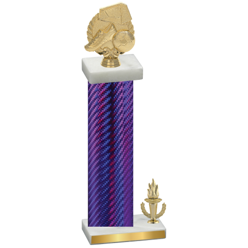 Accented Single Purple Carbon Fiber Victory Soccer Trophy